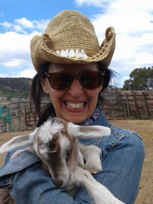 Judy with Goat at cattle drive
