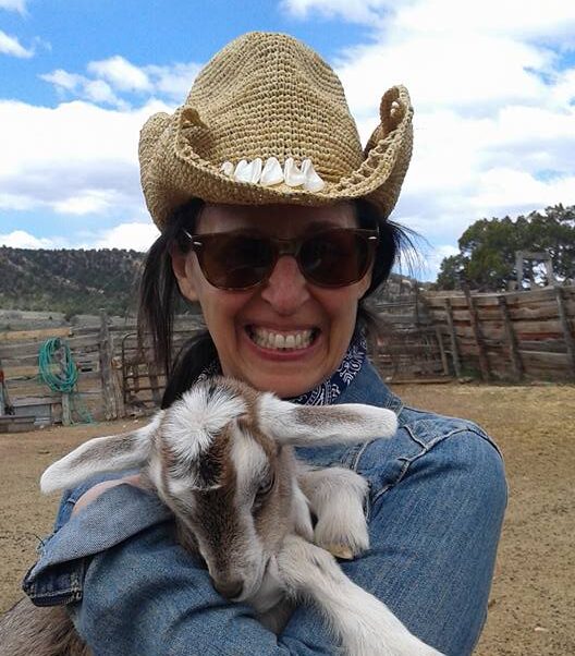 Judy with Goat at cattle drive